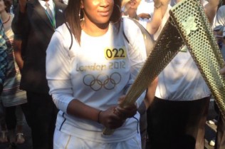 Leanne Pero with Olympic torch