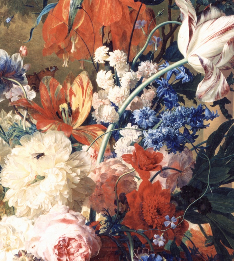 Events special Van Huysum Still Life with Flowers in a Stone Vase 1731-2  cropped Private Collection