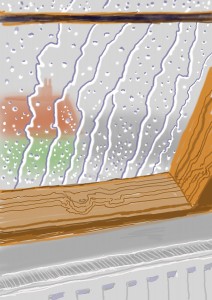 David Hockney, Rain on the Studio Window, From My Yorkshire Deluxe Edition, 2009, Inkjet printed computer drawing on paper, 22 x 17", An edition of 75, with 25 H.C.