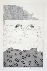 David Hockney, Two Boys Aged 23 or 24 from Illustrations For Fourteen Poems from C.P. Cavafy, 1966-67, Etching, 31 1/2 x 22