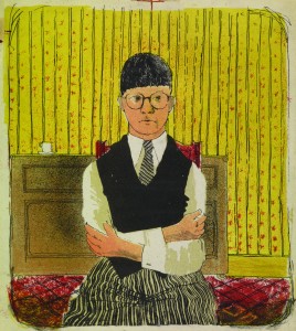 David Hockney, Self Portrait, 1954, Lithograph in Five Colors, 11 1/2 x 10 1/4" Edition: 5 (approximately) © David Hockney