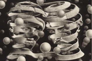 M.C. Escher Bond of Union 1956 Lithograph, 25.3 x 33.9 cm, Collection Gemeentemuseum Den Haag, The Hague, The Netherlands
